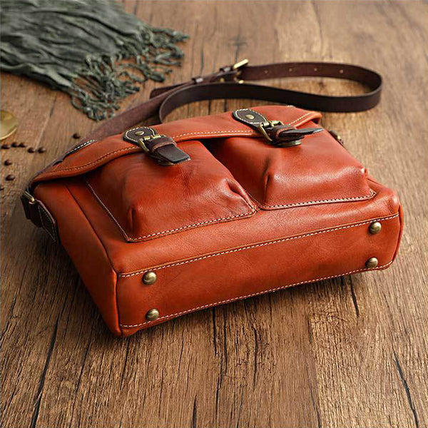 DEEPKEE original nubuck handmade full-grain genuine leather cowhide bag Handmade Vegetable Tanned Leather Cowhide Bag Crossbody #32043