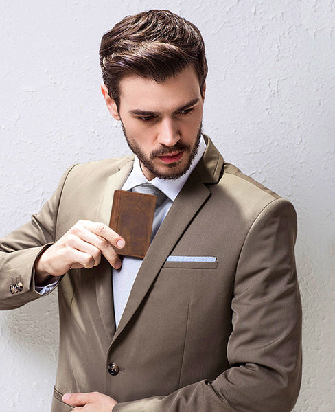 DEEPKEE original nubuck handmade full-grain genuine leather cowhide bag DEEPKEE Handmade Leather Trifold Key Wallet #KZ230