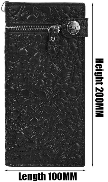 DEEPKEE original nubuck handmade full-grain genuine leather cowhide bag Studded Punk Religious Skull Wallet #579617