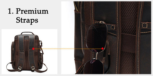 DEEPKEE original nubuck handmade full-grain genuine leather cowhide bag The Standard 15.6” Backpack #6597