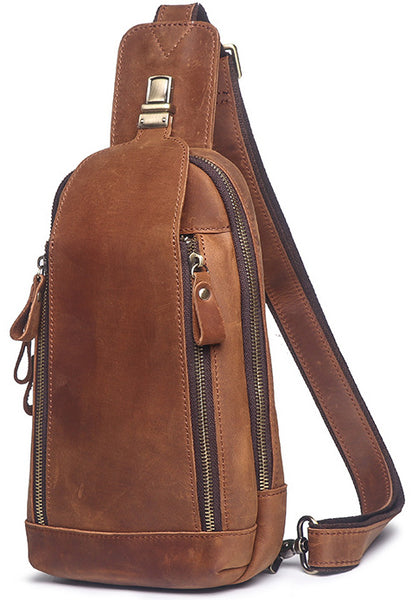 DEEPKEE original nubuck handmade full-grain genuine leather cowhide bag Packers Close-fitting Chest Bag No.30248