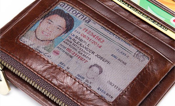 DEEPKEE original nubuck handmade full-grain genuine leather cowhide bag DEEPKEE Leather Bifold Chain Wallet 7515