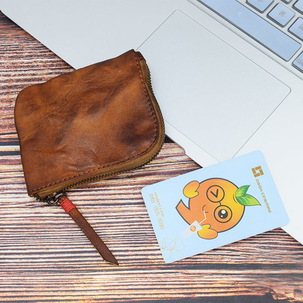 DEEPKEE original nubuck handmade full-grain genuine leather cowhide bag Vegetable Tanned Leather Handmade Old Creative Storage Bag Coin Purse 122#