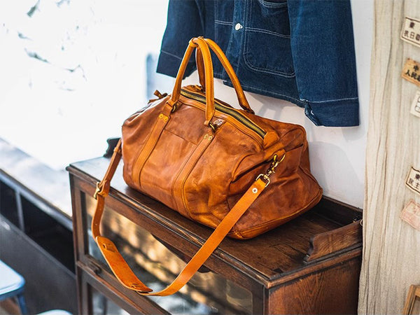 DEEPKEE original nubuck handmade full-grain genuine leather cowhide bag Weekender Bag LB6759