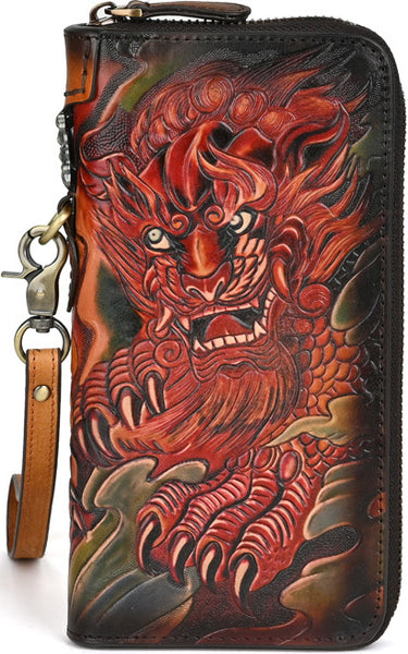 DEEPKEE original nubuck handmade full-grain genuine leather cowhide bag Deepkee Leather Carving Craft Wallet #YD-104