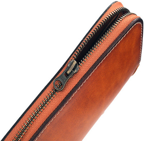 DEEPKEE original nubuck handmade full-grain genuine leather cowhide bag Deepkee Handcrafted Cowhide Long Zipper Wallet #20624