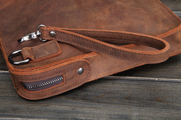 DEEPKEE original nubuck handmade full-grain genuine leather cowhide bag Classy Leather Mens Work Wirstlet Cluch Messenger Bag For Men #100072