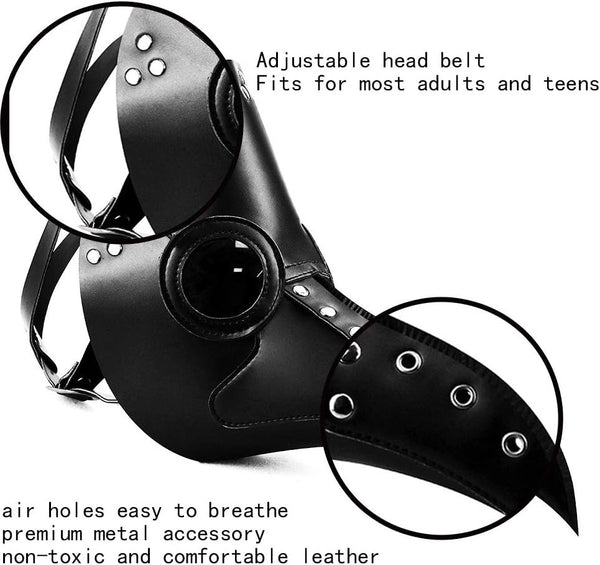 DEEPKEE original nubuck handmade full-grain genuine leather cowhide bag Halloween Steampunk Plague doctor Beak Mask Ball Party Mask HG65006