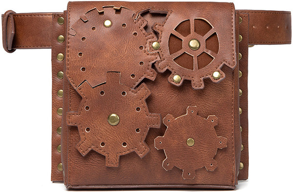 DEEPKEE original nubuck handmade full-grain genuine leather cowhide bag Steampunk PU Leathers Gothic Fanny Waist Leg Bag Women Girl #G039B