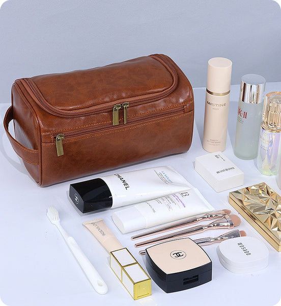 DEEPKEE original nubuck handmade full-grain genuine leather cowhide bag The PU Toiletry Bag #4013