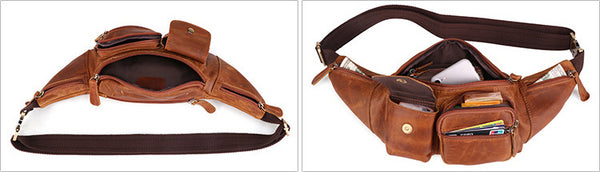 DEEPKEE original nubuck handmade full-grain genuine leather cowhide bag The Ultimate Leather Fanny Pack #6375