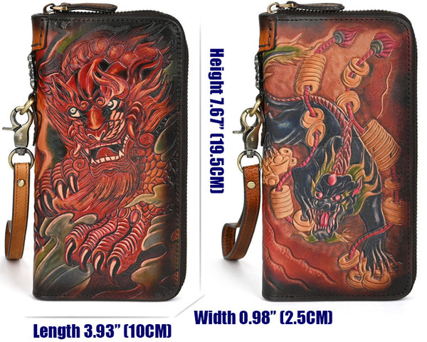 DEEPKEE original nubuck handmade full-grain genuine leather cowhide bag Deepkee Leather Carving Craft Wallet #YD-104