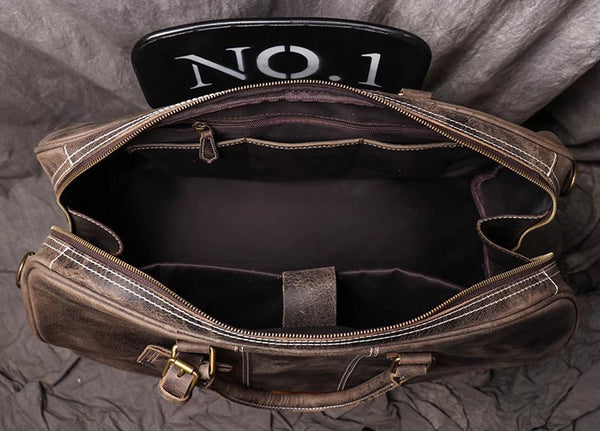 DEEPKEE original nubuck handmade full-grain genuine leather cowhide bag DEEPKEE LEATHER | The Lincoln Travel Bag No.30075