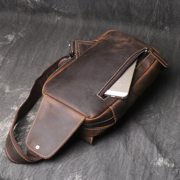 DEEPKEE original nubuck handmade full-grain genuine leather cowhide bag Bobby Leather Crossbody Bag No.J071