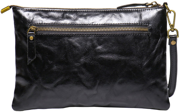 DEEPKEE original nubuck handmade full-grain genuine leather cowhide bag DEEPKEE Handmde Leather Slim Clutch Wallet Wristlet Purse #75022