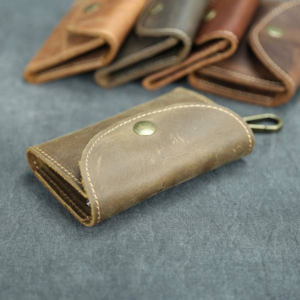 DEEPKEE original nubuck handmade full-grain genuine leather cowhide bag Deepkee handmade Leather Key Holder Case - with 6 Hooks for Keys #457Y1