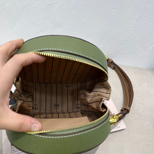 DEEPKEE original nubuck handmade full-grain genuine leather cowhide bag DEEPKEE HANDMADE LEATHER Miss Gail Luxury OOTD Round Crossbody Bag #G1144