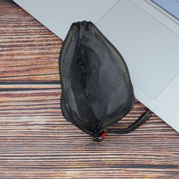 DEEPKEE original nubuck handmade full-grain genuine leather cowhide bag Vegetable Tanned Leather Handmade Old Creative Storage Bag Coin Purse 122#