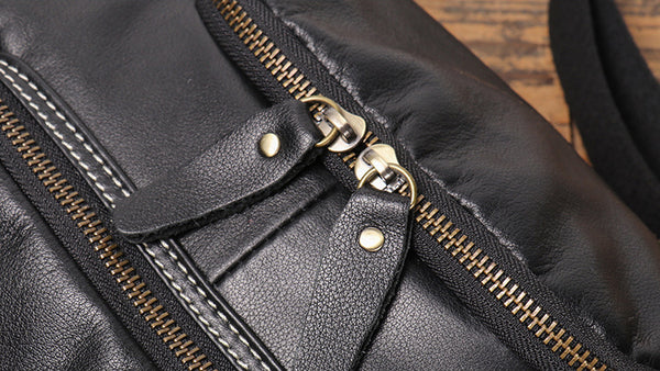 DEEPKEE original nubuck handmade full-grain genuine leather cowhide bag Adrian Zippered Bag No.3726