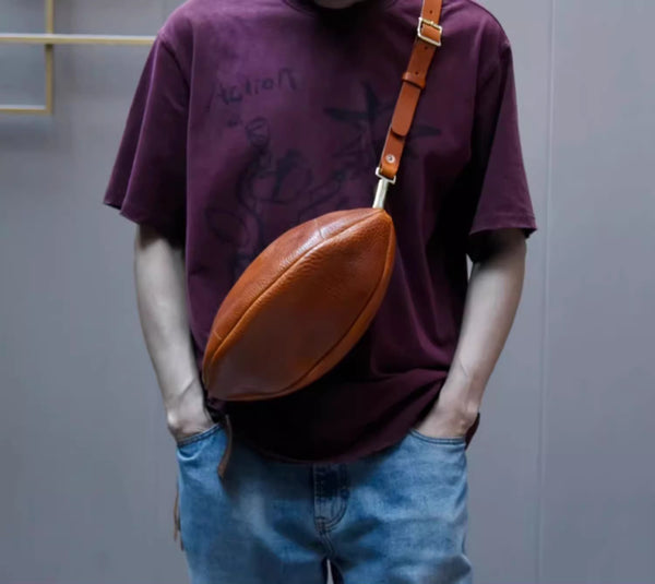 DEEPKEE original nubuck handmade full-grain genuine leather cowhide bag Fashionable Handmade Leather Chest Bag Sling Bag Sling Pack #604272