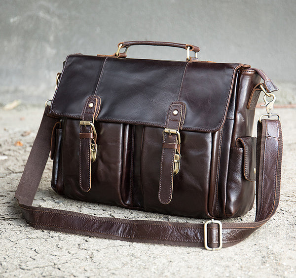 DEEPKEE original nubuck handmade full-grain genuine leather cowhide bag DEEPKEE® HANDMADE LEATHER BRIEFCASE #8942