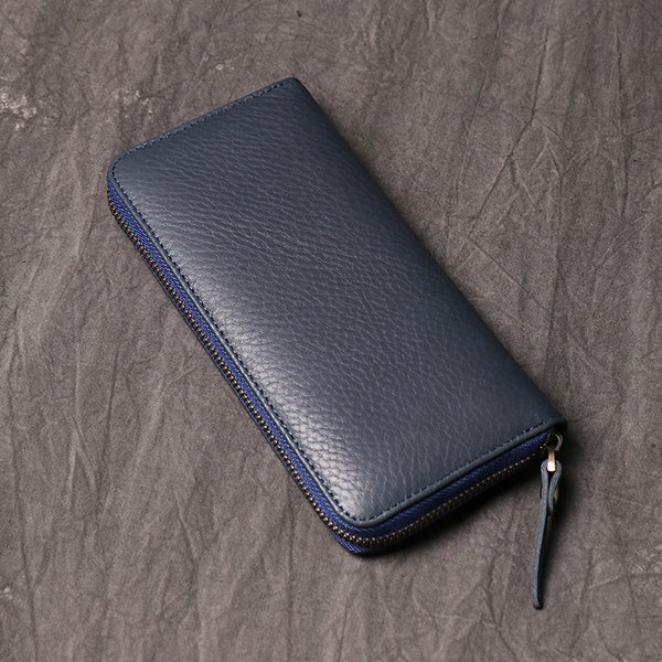 DEEPKEE original nubuck handmade full-grain genuine leather cowhide bag DEEPKEEE HANDMADE | Oily Leather Rectangular Zipper Wallet No.J027