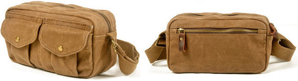 DEEPKEE original nubuck handmade full-grain genuine leather cowhide bag Leather&Canvas Fanny Pack Bag #5032