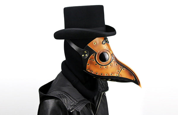 DEEPKEE original nubuck handmade full-grain genuine leather cowhide bag Steampunk Plague Doctor Bird Beak, Medieval Bubonic DR Costume Masquerade Masks # FHG090