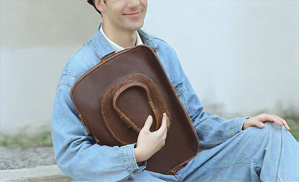 DEEPKEE original nubuck handmade full-grain genuine leather cowhide bag DEEPKEE shop brown leather hat 3040