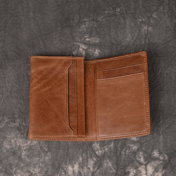 DEEPKEE original nubuck handmade full-grain genuine leather cowhide bag DEEPKEE LEATHER | Oil Litchi Grain Cowhide Wallet No.J030