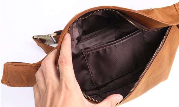 DEEPKEE original nubuck handmade full-grain genuine leather cowhide bag Leather Fanny Packs Waist Bag #2021