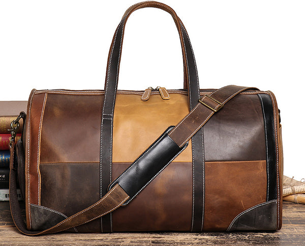 DEEPKEE original nubuck handmade full-grain genuine leather cowhide bag Jerome CONTRAST WEEKEND BAG No.30168
