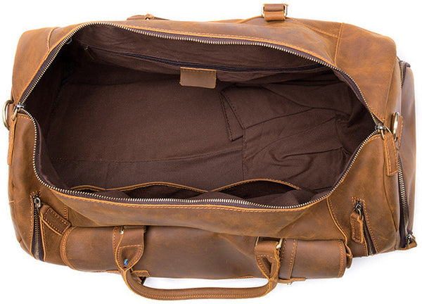 DEEPKEE original nubuck handmade full-grain genuine leather cowhide bag The Borsone Duffel Bag #1125