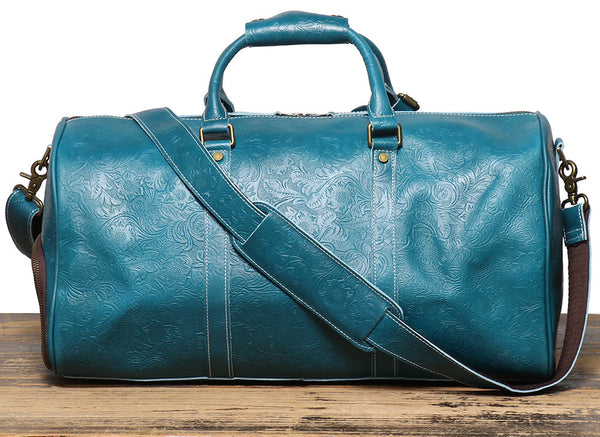 DEEPKEE original nubuck handmade full-grain genuine leather cowhide bag The Kenai Embossed Texture Luggage #30009