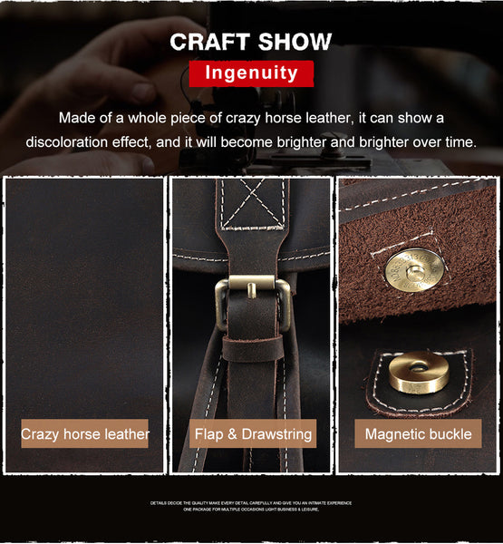 DEEPKEE original nubuck handmade full-grain genuine leather cowhide bag The DEEPKEE Vacationer Backpack #6643