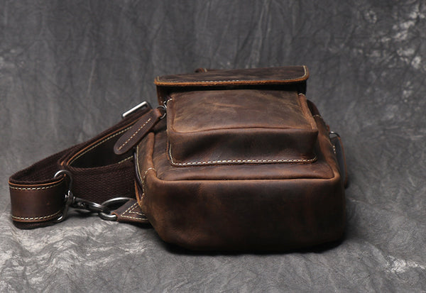 DEEPKEE original nubuck handmade full-grain genuine leather cowhide bag Bobby Leather Crossbody Bag No.J071