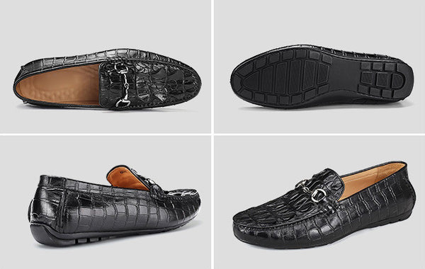 DEEPKEE original nubuck handmade full-grain genuine leather cowhide bag Handmade Crocodile Gommino Mens 6007-1