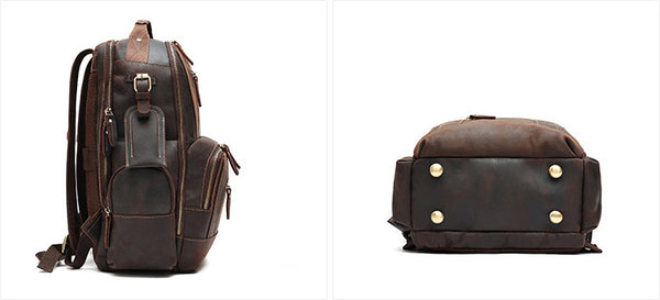 DEEPKEE original nubuck handmade full-grain genuine leather cowhide bag The Standard 15.6” Backpack #6597