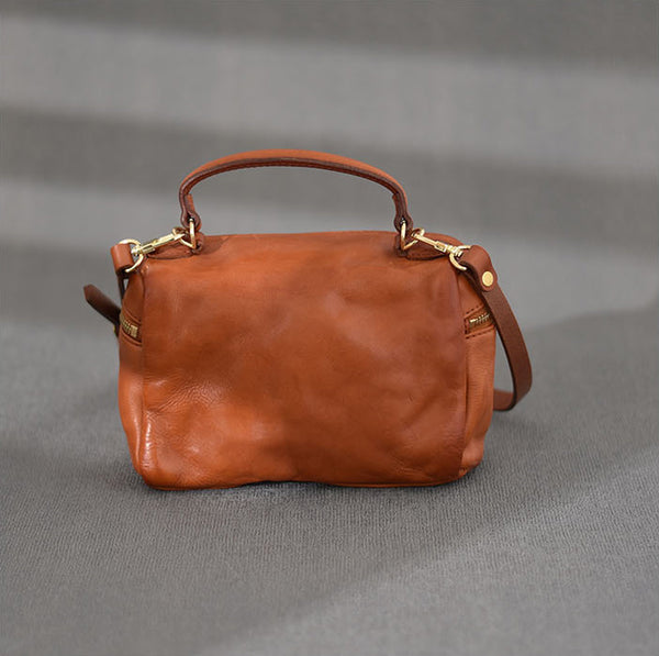 DEEPKEE original nubuck handmade full-grain genuine leather cowhide bag DEEPKEE Vegetable Tanned Cowhide Niche Premium Hand Small Square Bag #231006