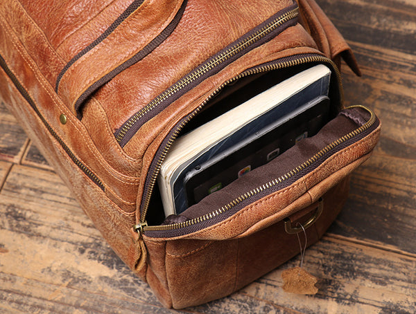 DEEPKEE original nubuck handmade full-grain genuine leather cowhide bag Mattew Luggage Bag No.571