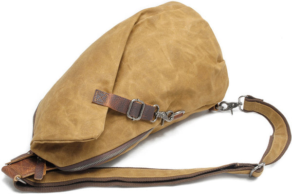 DEEPKEE original nubuck handmade full-grain genuine leather cowhide bag Batik Fabric canvas&Cowhide Dumpling-shape sling bag #82040K