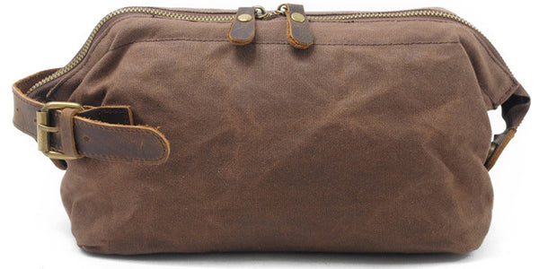 DEEPKEE original nubuck handmade full-grain genuine leather cowhide bag DEEPKEE Waxed Canvas Leather Waterproof Wash Bag #9161