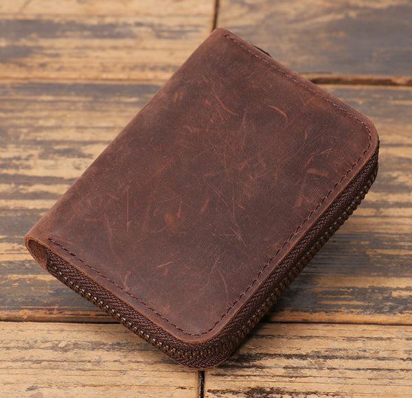 DEEPKEE original nubuck handmade full-grain genuine leather cowhide bag DEEPKEEE HANDMADE Mouth Organ Wallet/Card Holder No.J005