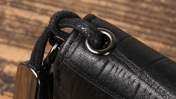 DEEPKEE original nubuck handmade full-grain genuine leather cowhide bag Checkered Cowhide Long Wallet With Wrist Strap No.J027_1