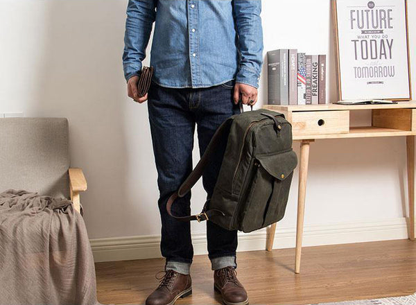 DEEPKEE original nubuck handmade full-grain genuine leather cowhide bag Outdoor canvas mountaineering backpack #5035