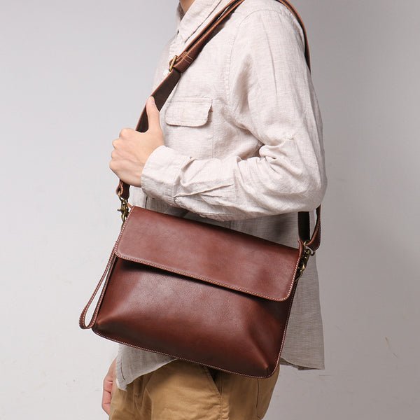 DEEPKEE original nubuck handmade full-grain genuine leather cowhide bag The DEEPKEE Crossbody Messenger Bag #1039