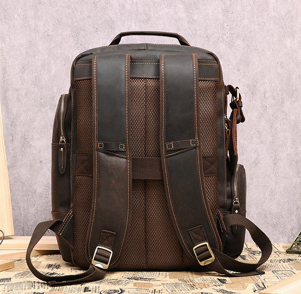 DEEPKEE original nubuck handmade full-grain genuine leather cowhide bag The Standard 15.6” Backpack #6597