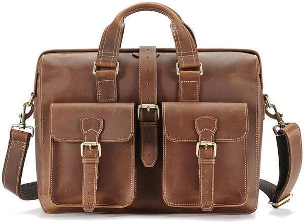 DEEPKEE original nubuck handmade full-grain genuine leather cowhide bag TOP GRAIN LEATHER BRIEFCASE BAG #3133