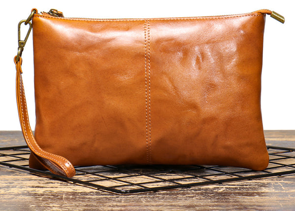 DEEPKEE original nubuck handmade full-grain genuine leather cowhide bag DEEPKEE Handmde Leather Slim Clutch Wallet Wristlet Purse #75022