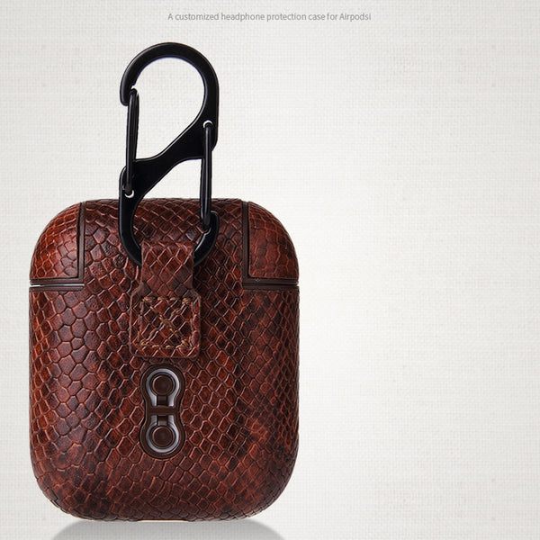 DEEPKEE original nubuck handmade full-grain genuine leather cowhide bag Airpods Pro Case Personalized Python PU Leather Monogram Customized Gift Engraved cute airpod cases apple airpods custom gift